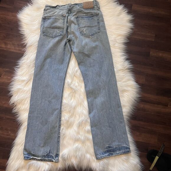 Abercrombie & Fitch Kilburn Low Rise Bootcut Jeans 32 x 34 Light Wash Distressed - Picture 7 of 13